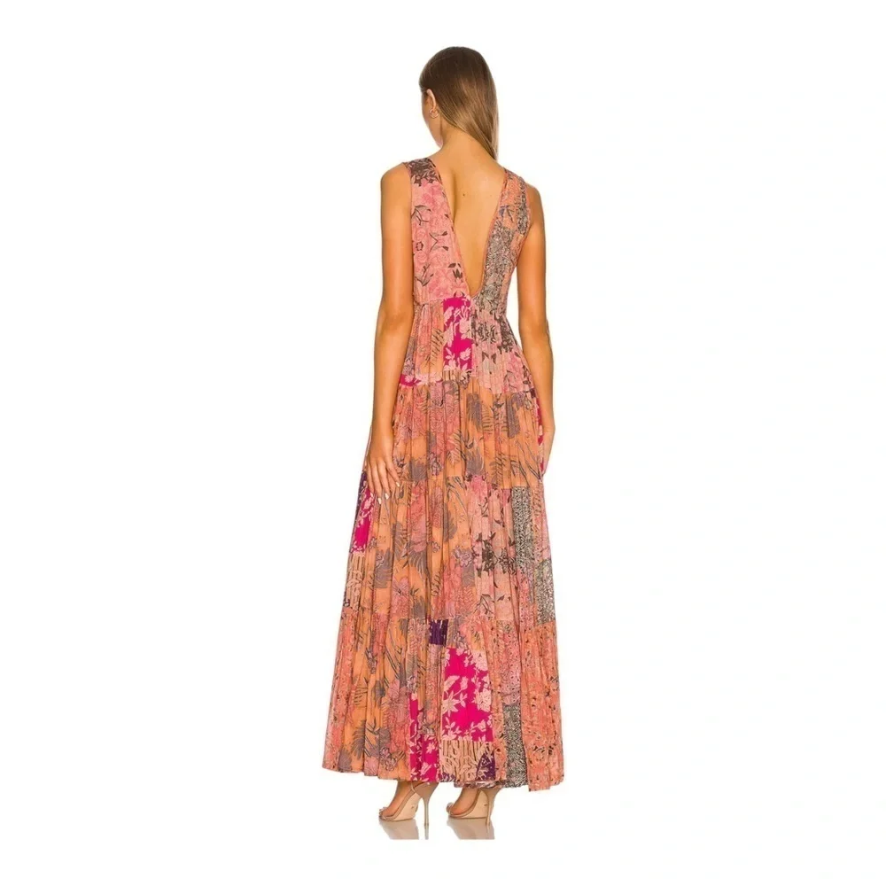 Mes Demoiselles Bonnie Floral Maxi Dress Deep V Boho Multicolor 38